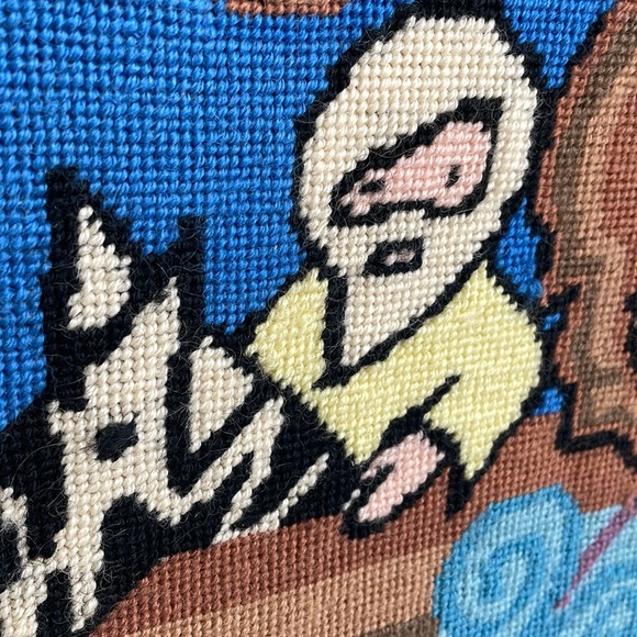 Homemade VTG Noah’s Ark Crewel 15x18” Wooden Frame - Picture 2 of 7